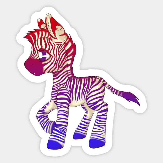 Red Blue Gradient Baby Zebra Sticker by SaruCharmed Designs